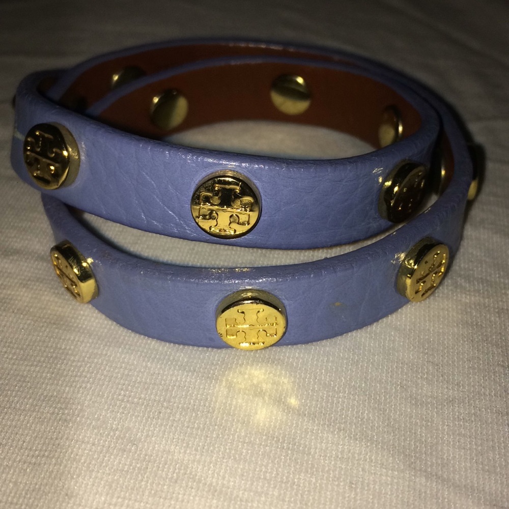 Baby Blue Tory Burch Leather Wrap Bracelet